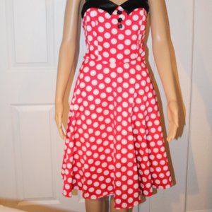 DRESSYSTAR WOMEN RED/WHITE POLKS DOT SUN-DRESS
